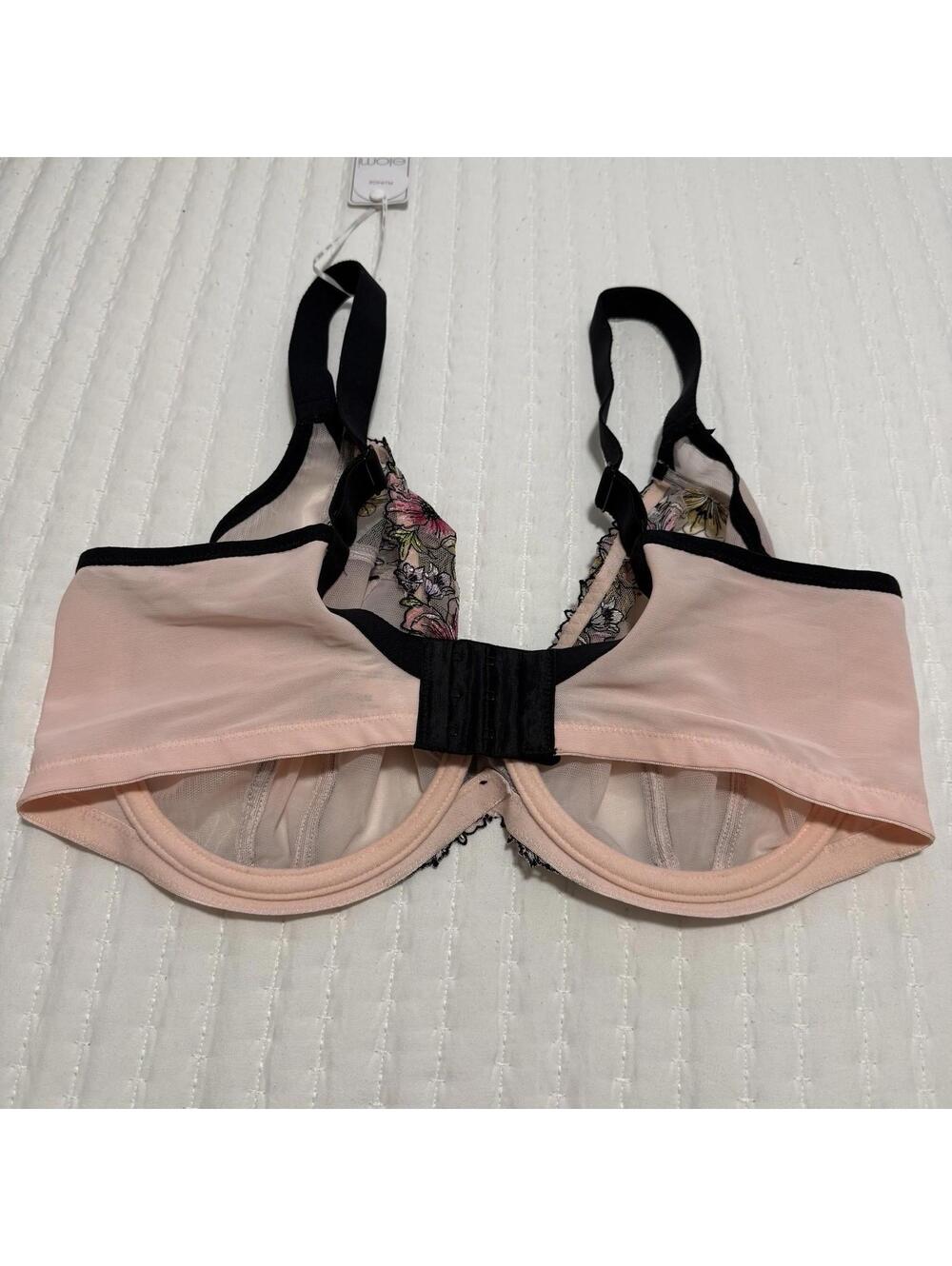 Elomi 38H Carrie Full-Figure Underwire Plunge Bra Lace & Mesh Pink Black NWT - Picture 5 of 13